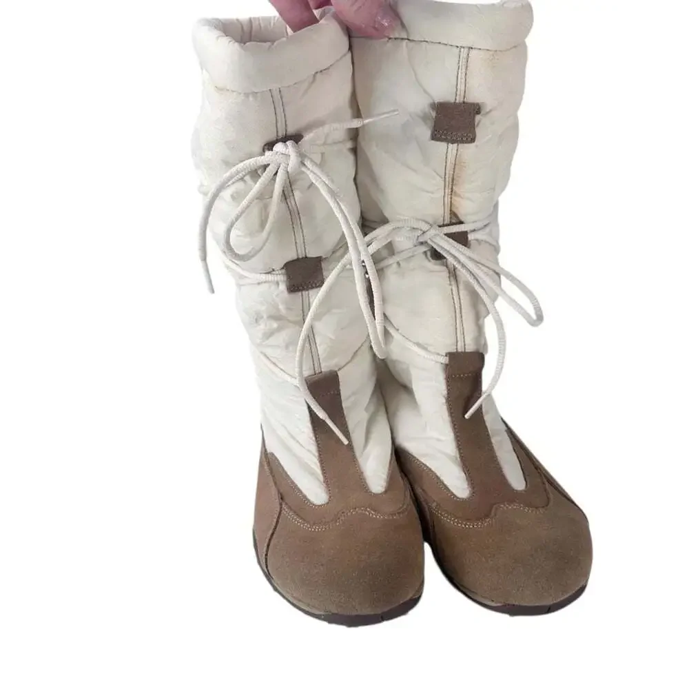 Mephisto Women's Cream and Brown Winter Boots